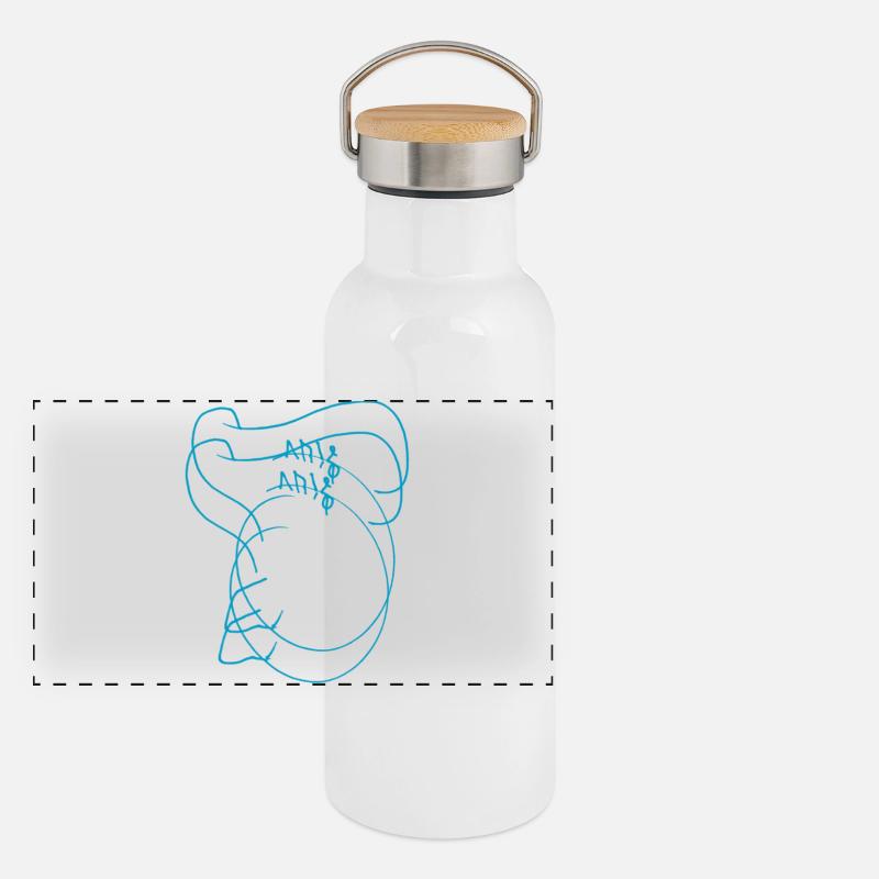 Abstraktes Linienkunst Design Paris Souvenir Panorama Thermosflasche mit Bambusdeckel
