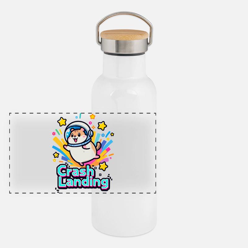 🐹 Hamster Astronaut Forced Landing 2 Panoramic Thermal Bottle with Bamboo Lid