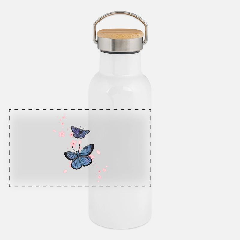 Schmetterling Bläuling - Sonja Ariel von Staden Panorama Thermosflasche mit Bambusdeckel
