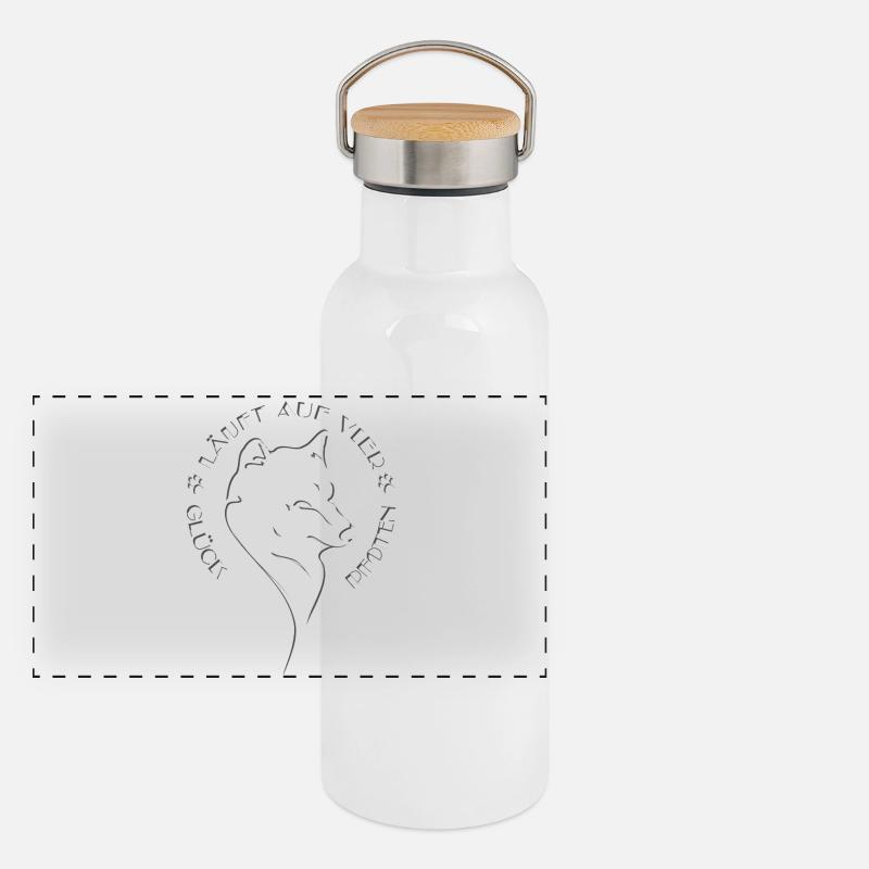 Elegant dog silhouette with message Panoramic Thermal Bottle with Bamboo Lid