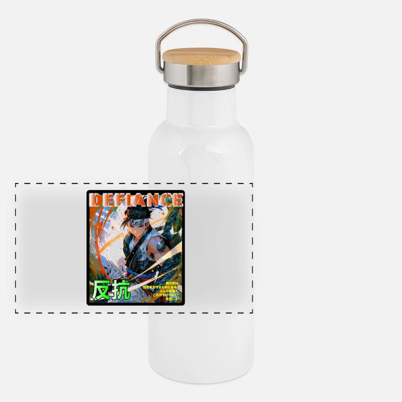 Kampfgeist Samurai Illustration Gourde isotherme avec bouchon en bambou