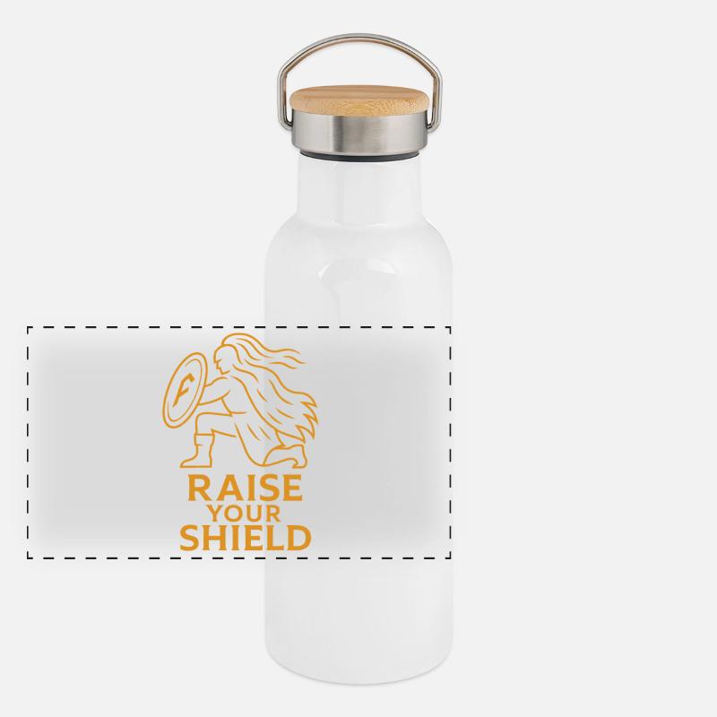 Empowered Shield Illustration Panoramic Thermal Bottle with Bamboo Lid