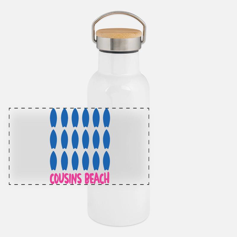 Cousins Beach – Surfboard Panorama Thermosflasche mit Bambusdeckel