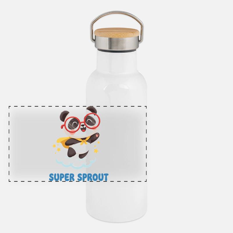 Mignon Super Sprout Panda avec capuchon Gourde isotherme avec bouchon en bambou