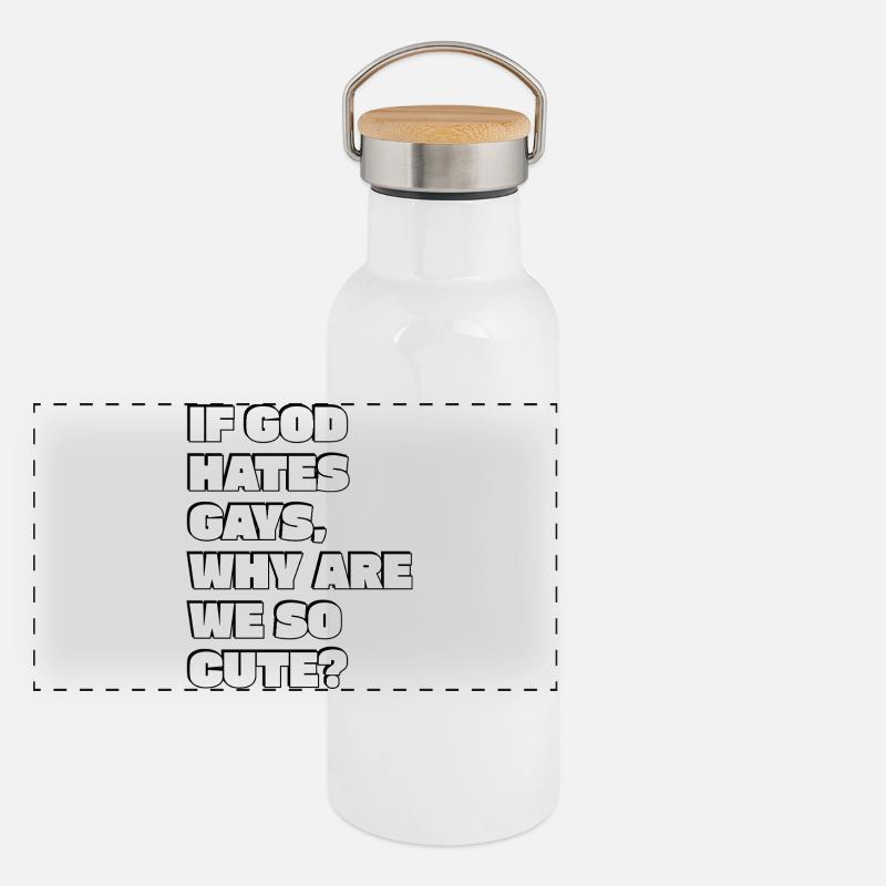 If God hates  gays, why are we so cute Panoramic Thermal Bottle with Bamboo Lid