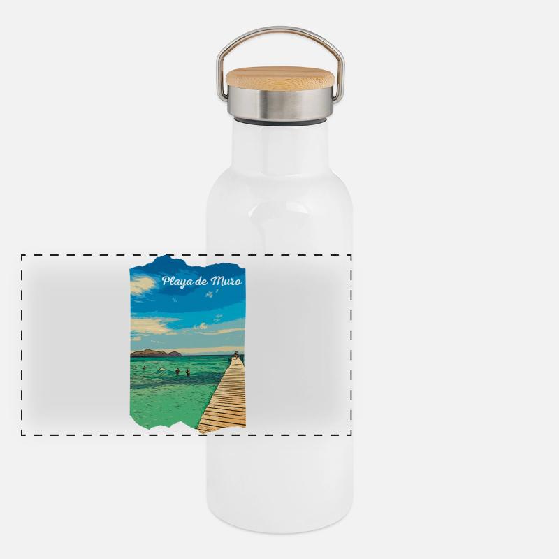 Playa de Muro - Mallorca Panoramic Thermal Bottle with Bamboo Lid