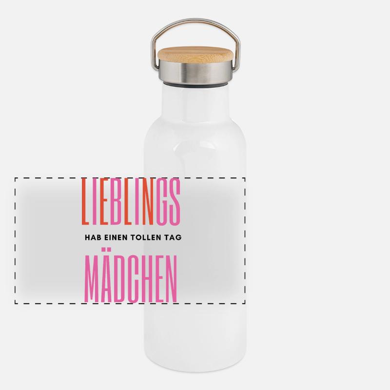 Lieblingsmädchen – Romantisches Typografie Panorama Thermosflasche mit Bambusdeckel