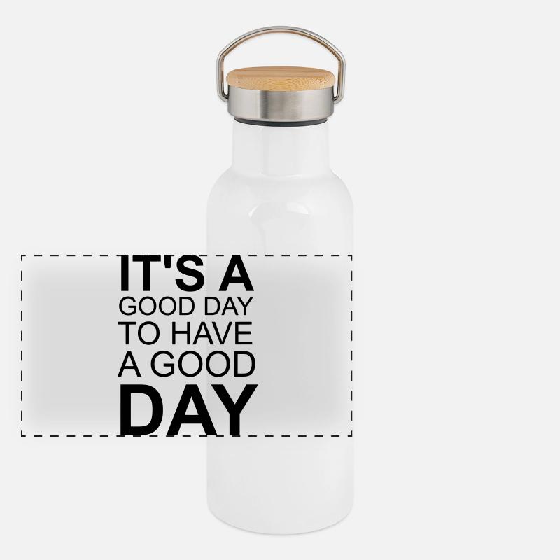 C’est un bon jour – Conception typographique motivationnelle Gourde isotherme avec bouchon en bambou