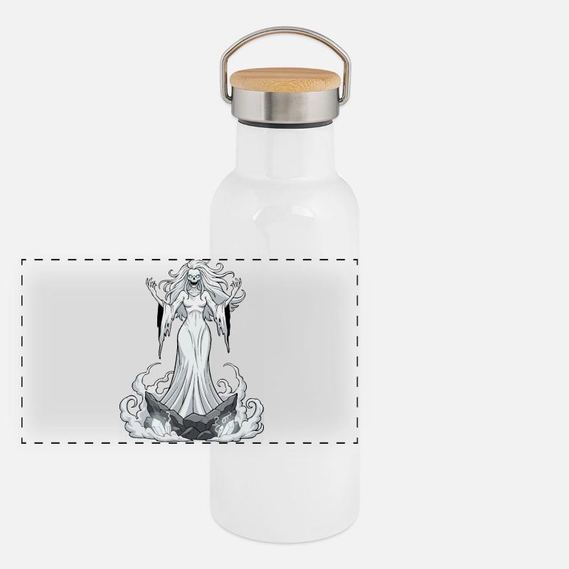 Banshee sur rochers de cristal Gourde isotherme avec bouchon en bambou