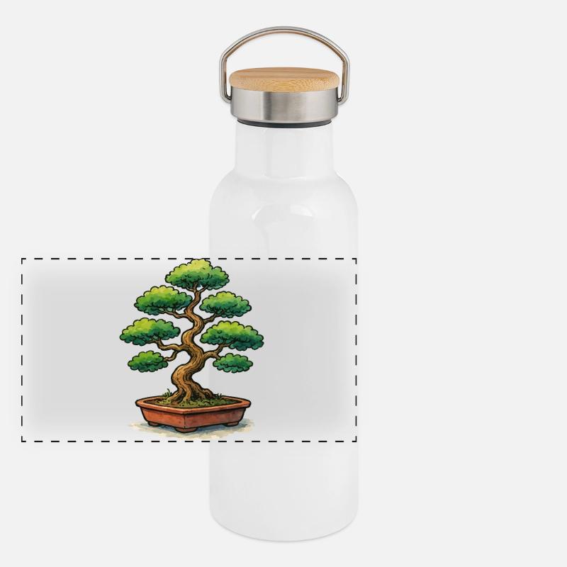Bonsai im Topf Zen Baumkunst Panorama Thermosflasche mit Bambusdeckel