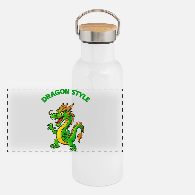 Dessin animé de style dragon Gourde isotherme avec bouchon en bambou