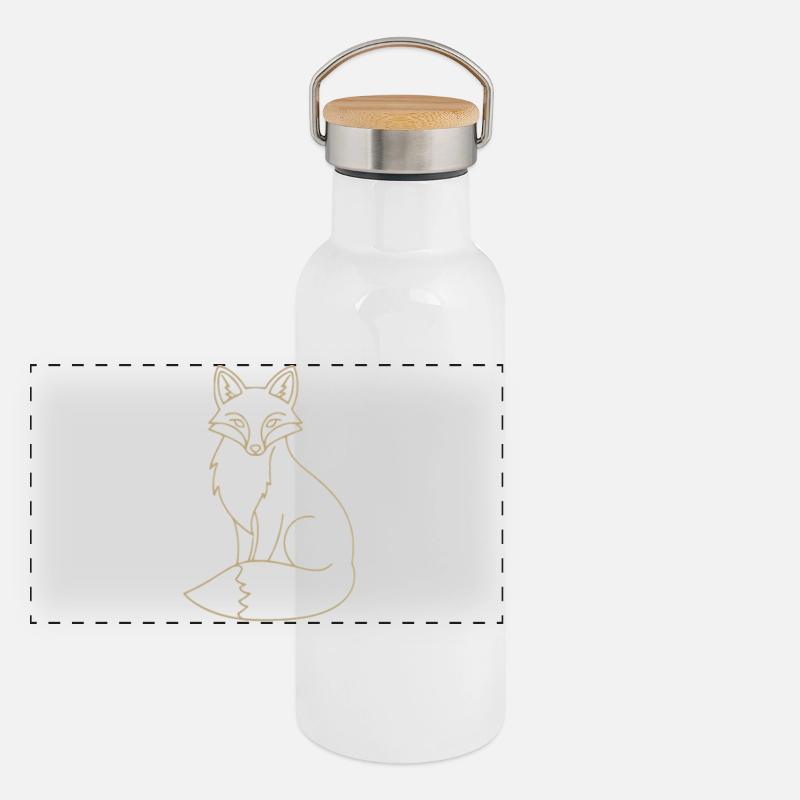 Golden Fox - Panoramic Thermal Bottle with Bamboo Lid - white