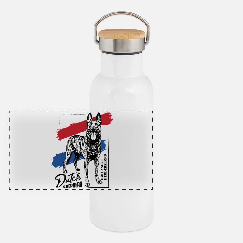 Dutch Shepherd – Dutchie Panorama Thermosflasche mit Bambusdeckel