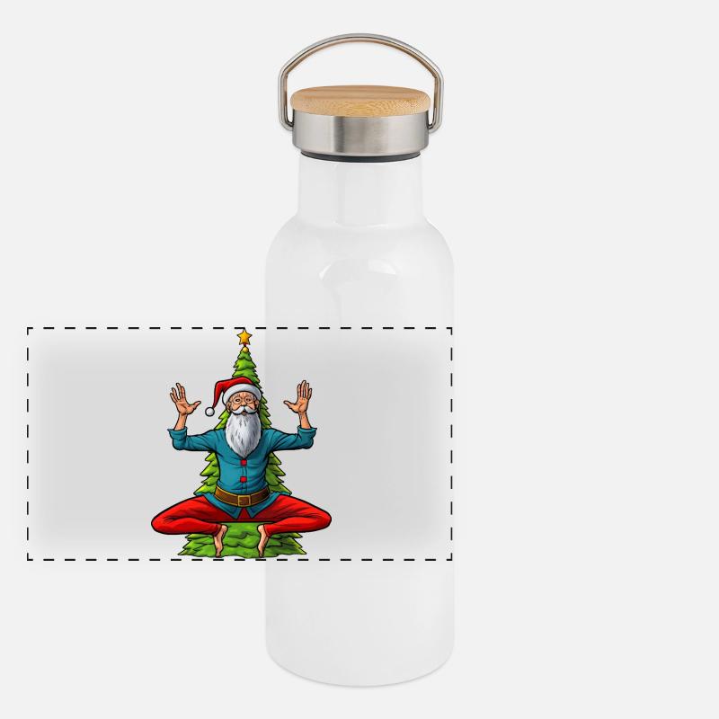 Yogis Weihnachten Panorama Thermosflasche mit Bambusdeckel