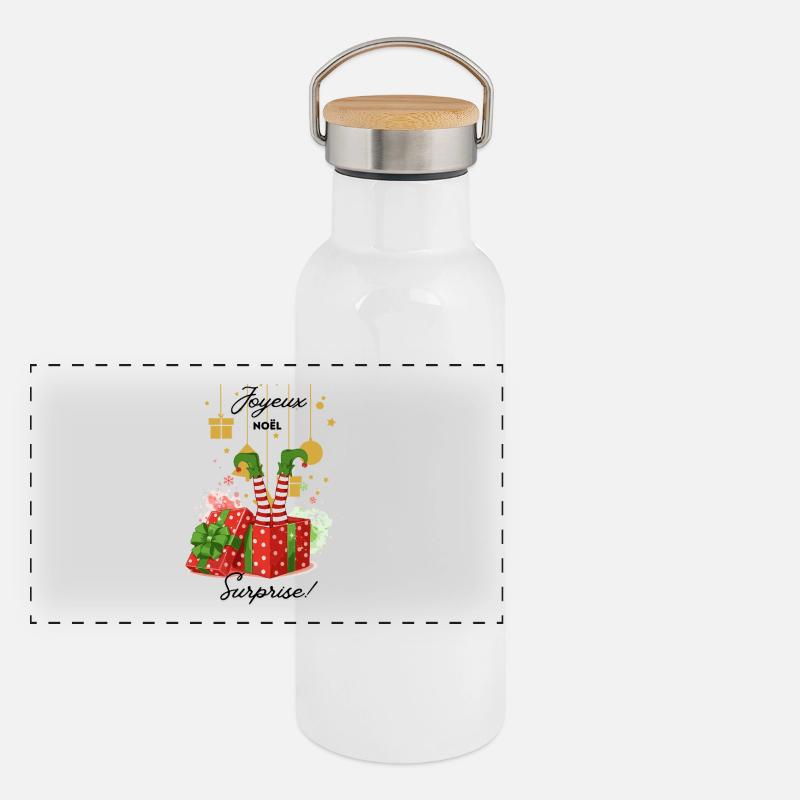 Joyeux_noel_surprise Gourde isotherme avec bouchon en bambou