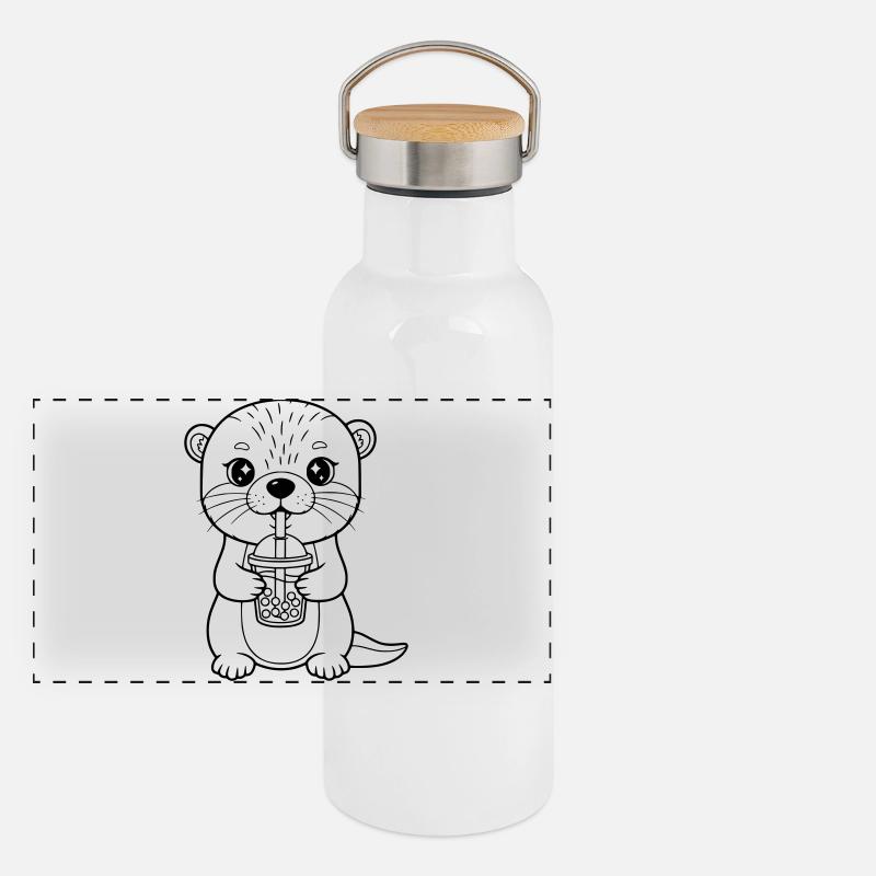 Otter mit Becher Panorama Thermosflasche mit Bambusdeckel