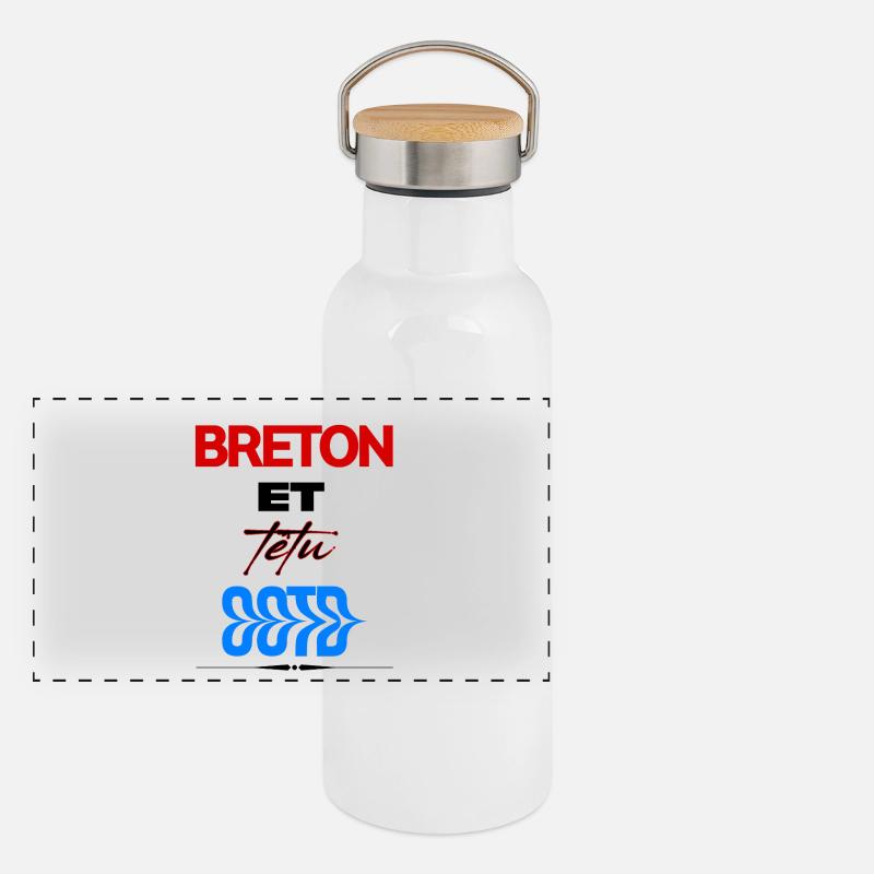 Bretonisch und stur – bretonischer Stolz Panorama Thermosflasche mit Bambusdeckel