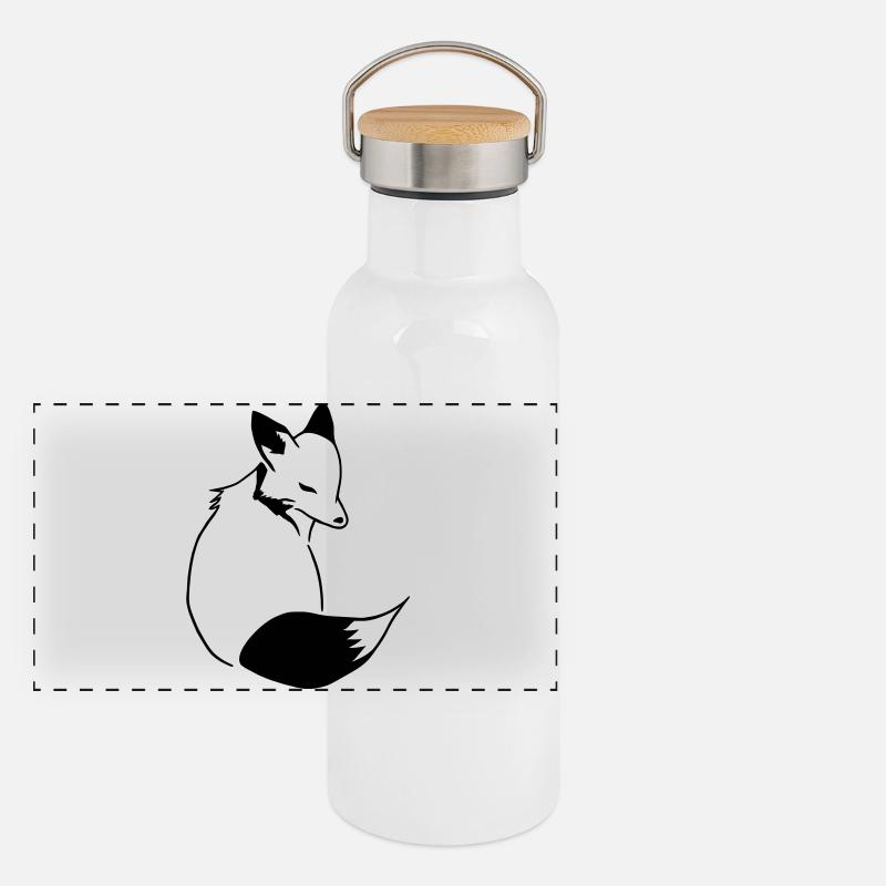 Fuchs Comic: Schlau, Foxy & Manga Style Panorama Thermosflasche mit Bambusdeckel