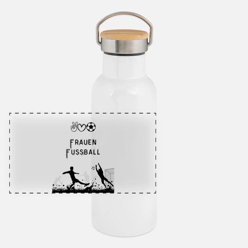 Silhouette de football devant le but Gourde isotherme avec bouchon en bambou