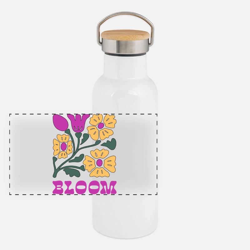 Floral Pop Neon Pink Panoramic Thermal Bottle with Bamboo Lid