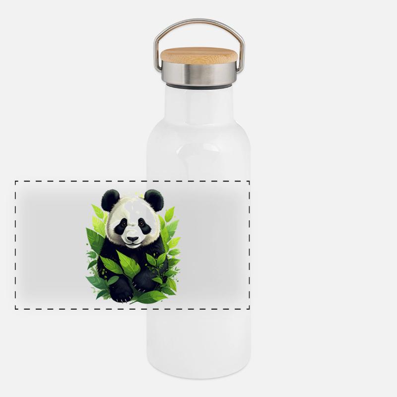Panda Gourde isotherme avec bouchon en bambou