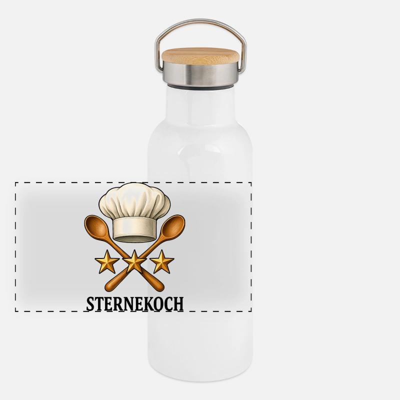 Koch Kostüm Sternekoch Bester Koch Geschenk Panorama Thermosflasche mit Bambusdeckel