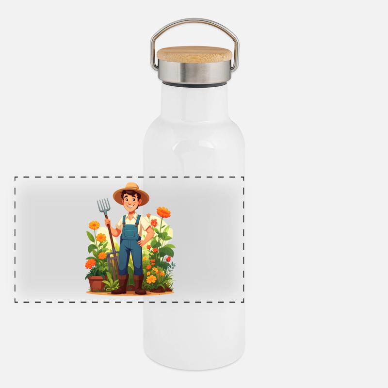 Panorama Thermosflasche mit Bambusdeckel