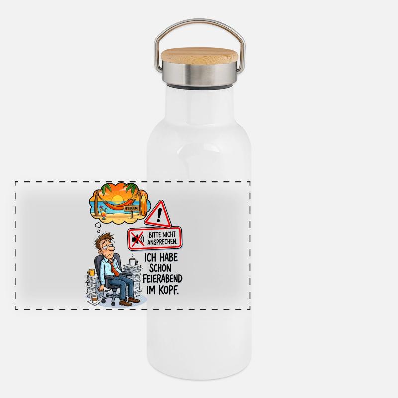 Feierabend Strandtraum Panorama Thermosflasche mit Bambusdeckel