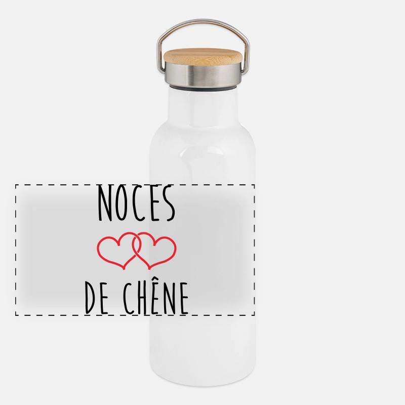 Eichenhochzeit 80 Jahre Panorama Thermosflasche mit Bambusdeckel