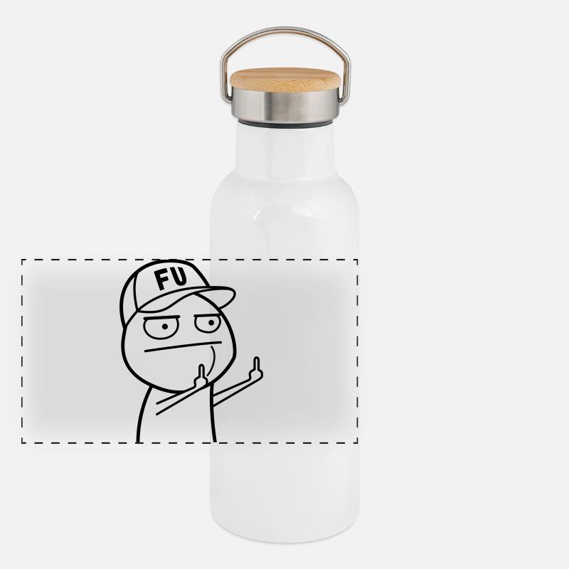 FU Meme avec casquette de baseball (couleur changeable) Gourde isotherme avec bouchon en bambou