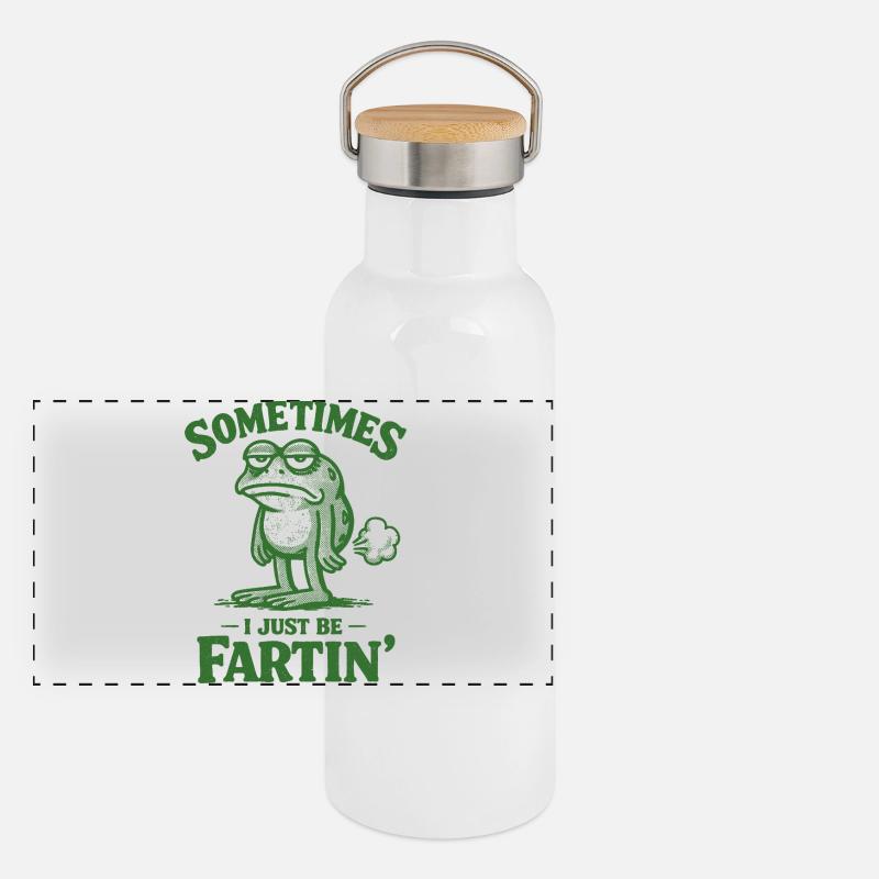 Manchmal bin ich einfach nur ein furzender Frosch. Panorama Thermosflasche mit Bambusdeckel