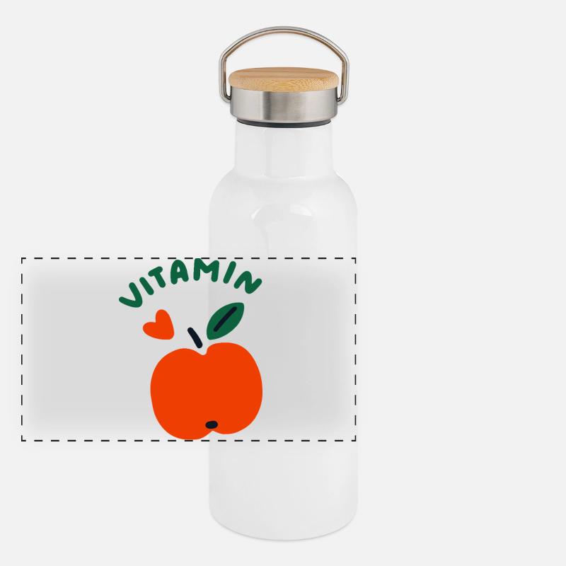 Vitamin Apple Cute Healthy Fruit Design Panoramic Thermal Bottle with Bamboo Lid