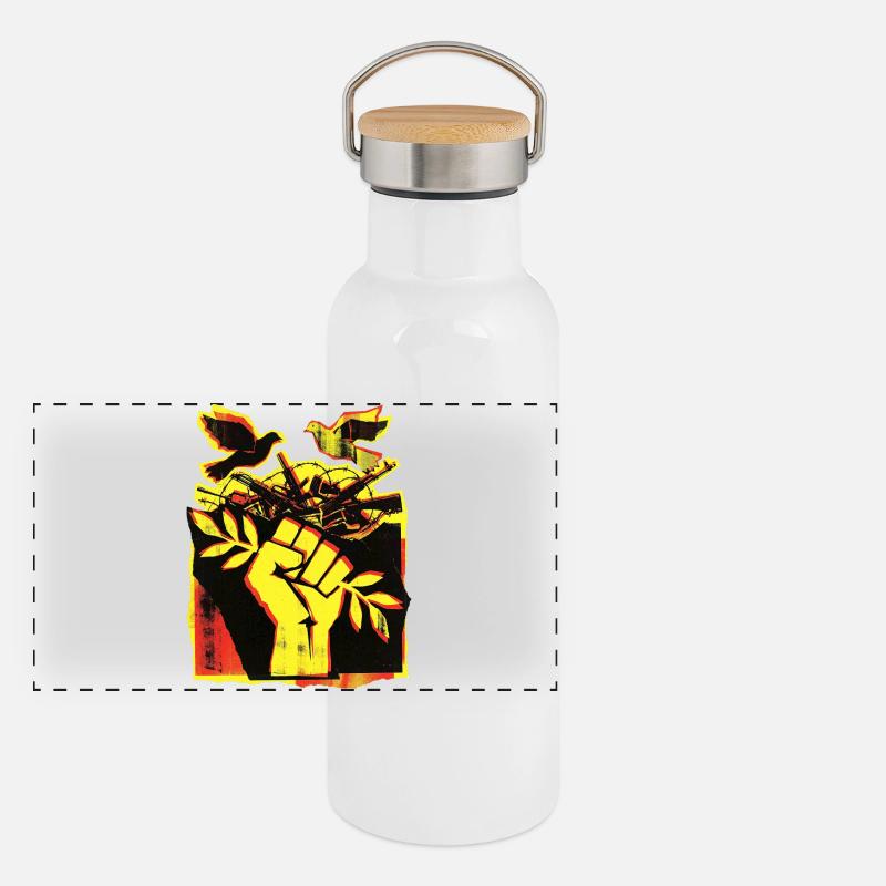 Peace Peace Pacifists Panoramic Thermal Bottle with Bamboo Lid