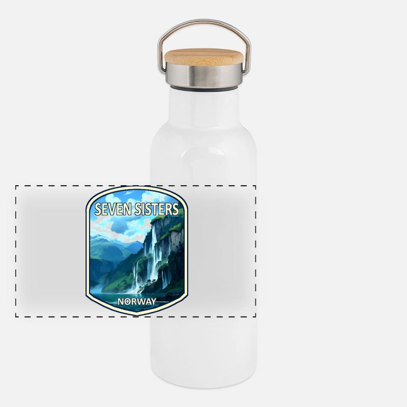 Seven Sisters Waterfall Panoramic Thermal Bottle with Bamboo Lid