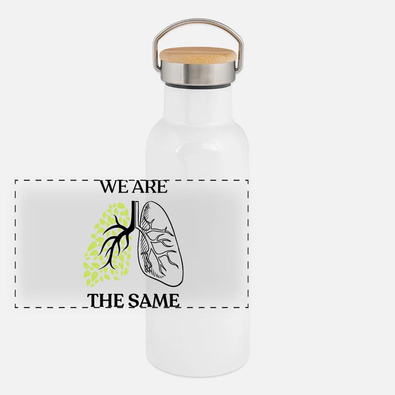 Wir sind gleich Panorama Thermosflasche mit Bambusdeckel