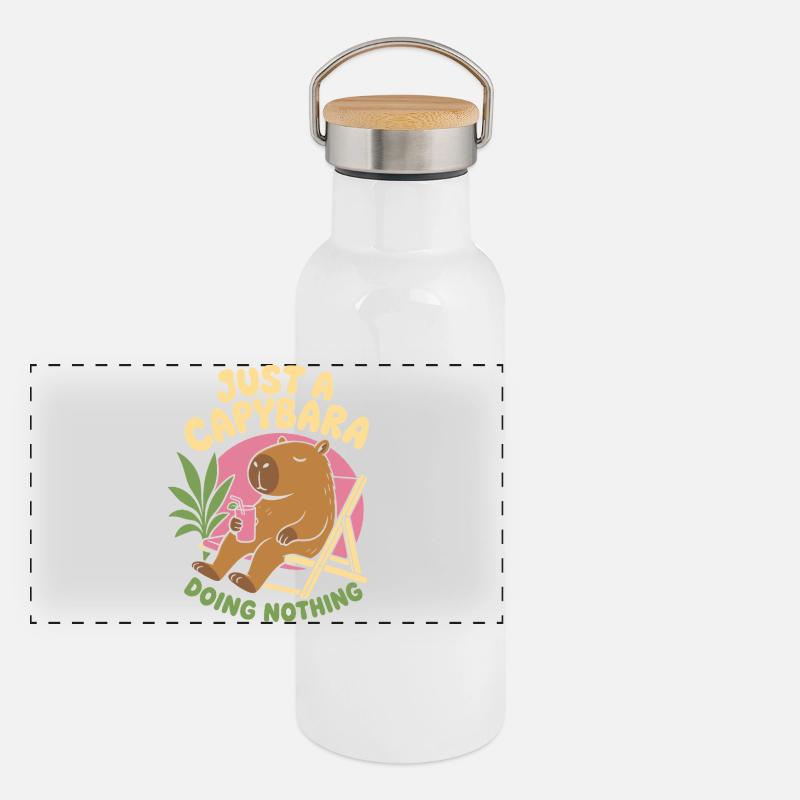 Juste un capybara qui ne fait rien Gourde isotherme avec bouchon en bambou