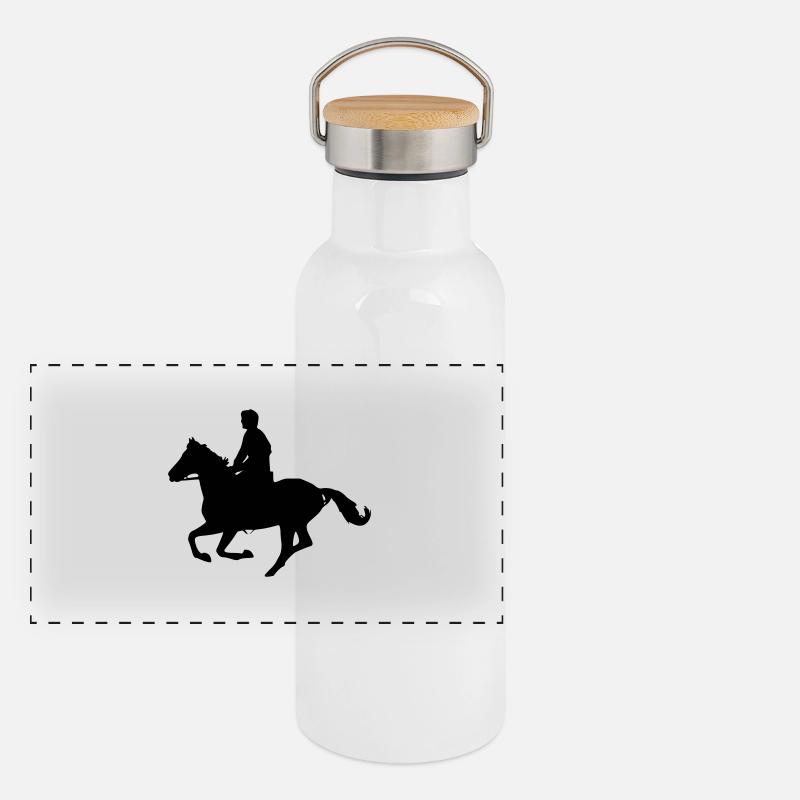 galoppierenden Pferd Panorama Thermosflasche mit Bambusdeckel