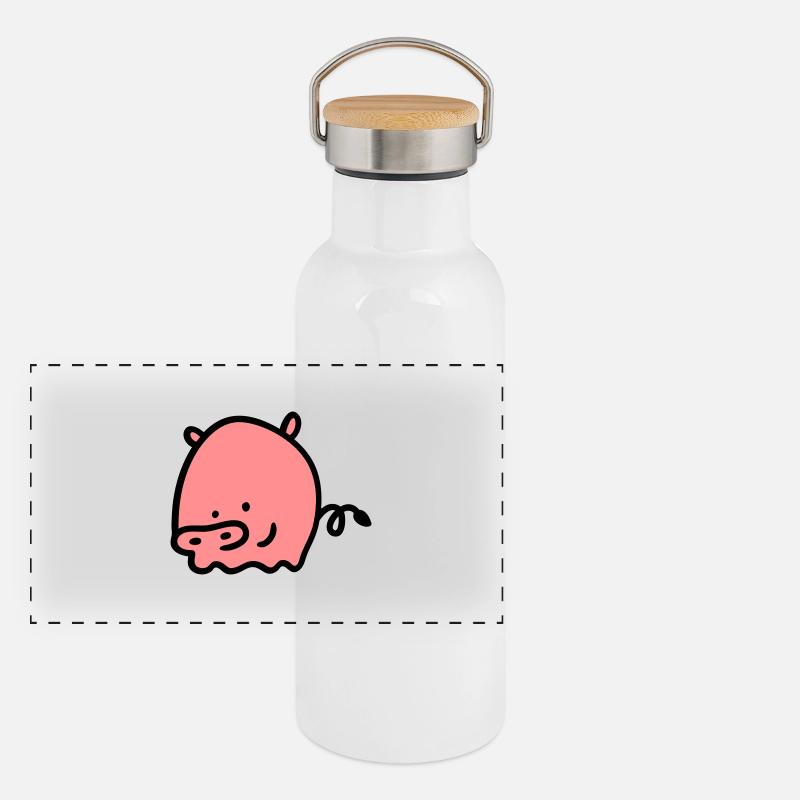 Porcs 2 Gourde isotherme avec bouchon en bambou