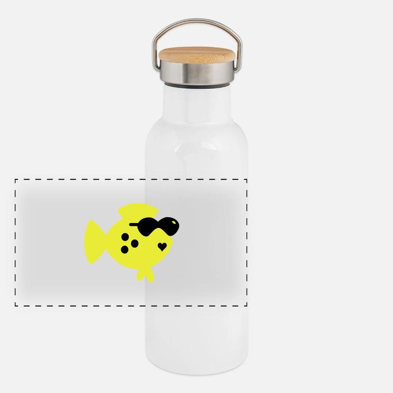 Blindfisch / blind fish (2c) Panoramic Thermal Bottle with Bamboo Lid