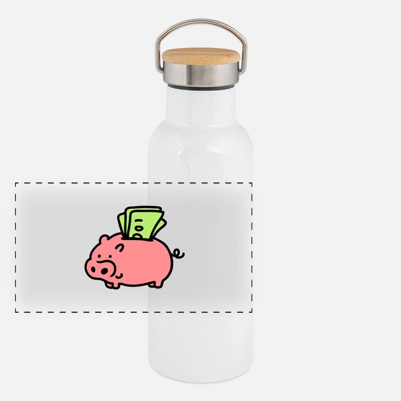 Piggy bank - notes 3 Panoramic Thermal Bottle with Bamboo Lid