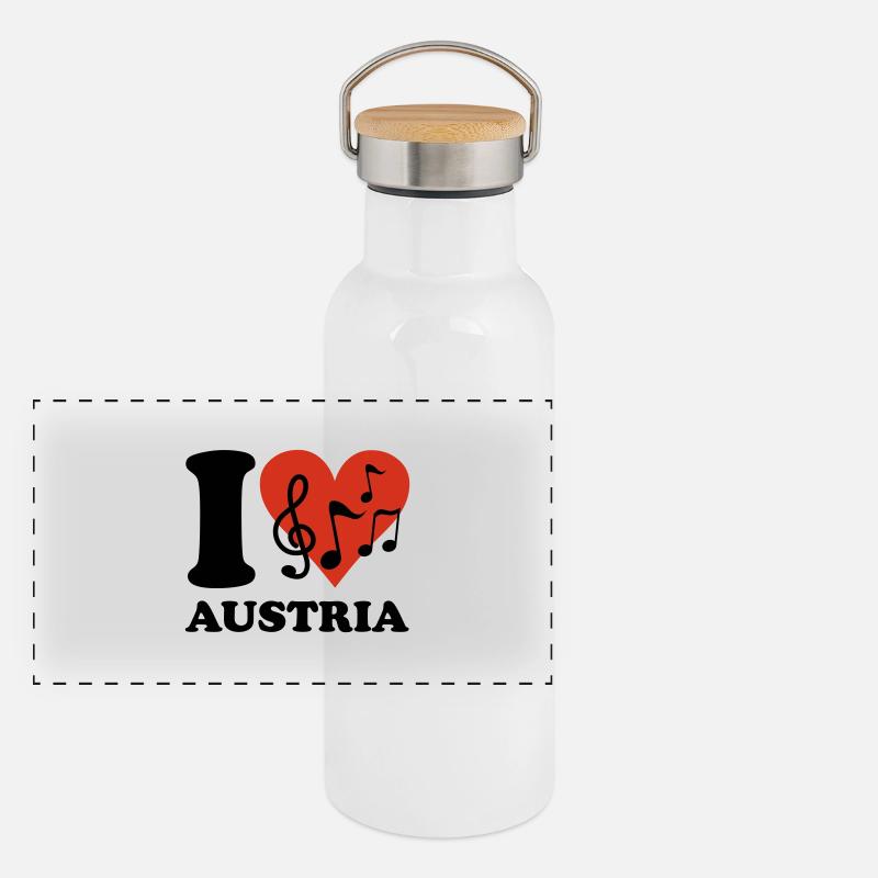 I love Austria Panorama Thermosflasche mit Bambusdeckel