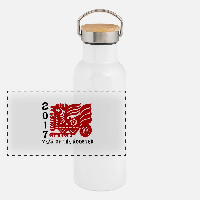2017 année du coq Papercut Gourde isotherme avec bouchon en bambou