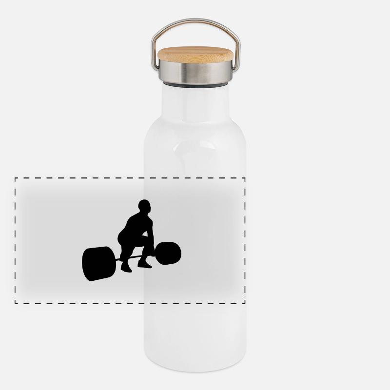 Kreuzheben start Panorama Thermosflasche mit Bambusdeckel