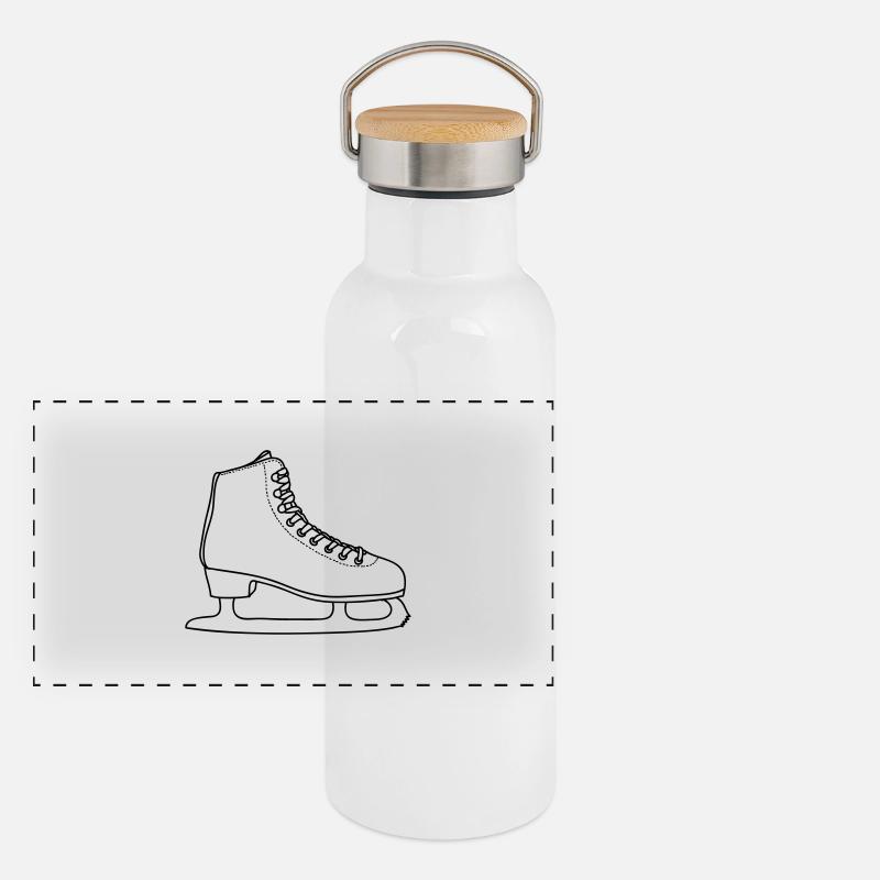 SCHLITTSCHUH Eiskunstlauf Panorama Thermosflasche mit Bambusdeckel