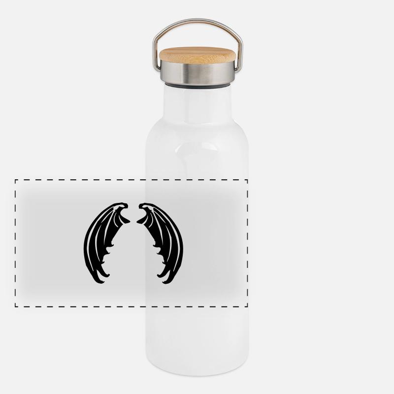 Flügel von Vampiren oder Teufelchen Panorama Thermosflasche mit Bambusdeckel