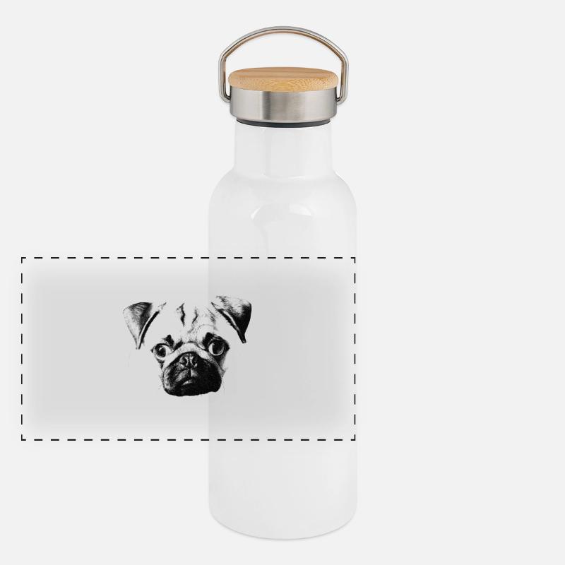 pug face Panoramic Thermal Bottle with Bamboo Lid
