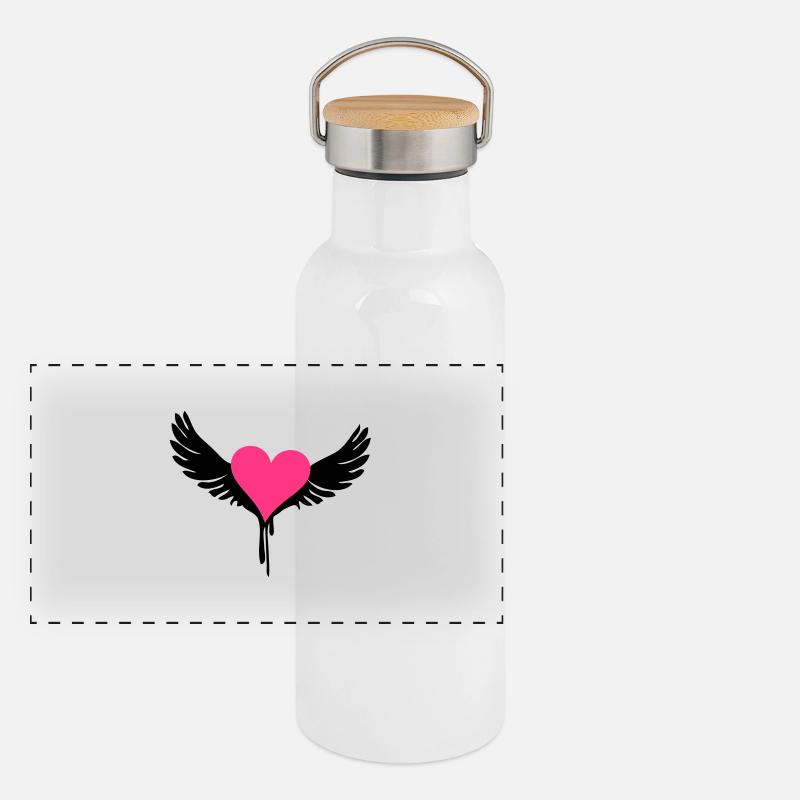 Winged Heart Panorama Thermosflasche mit Bambusdeckel
