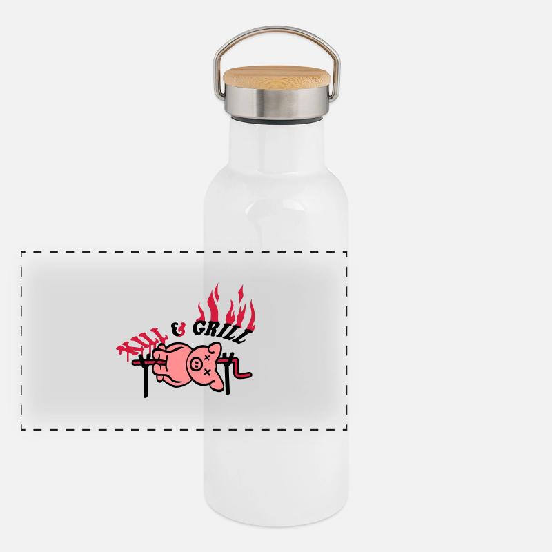 Kill And Grill Pig Panorama Thermosflasche mit Bambusdeckel