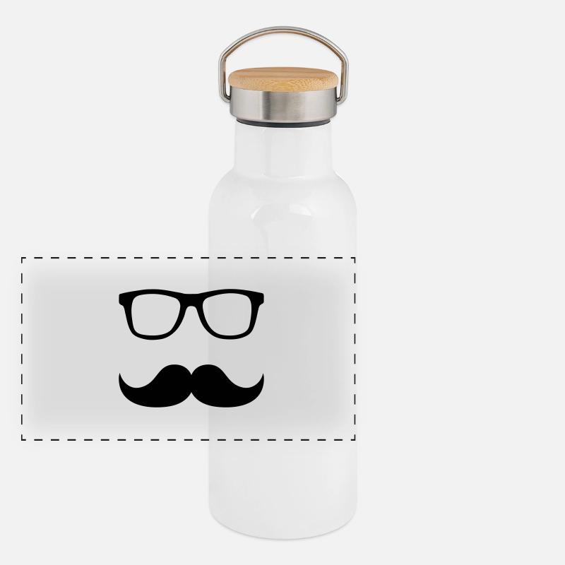 Mustache Lunettes Gourde isotherme avec bouchon en bambou