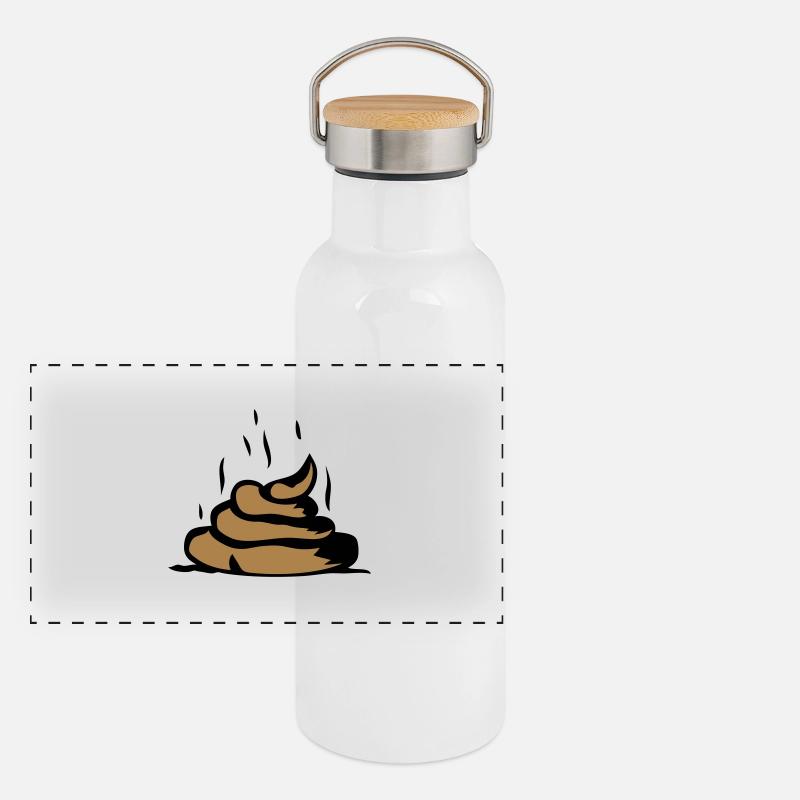 caca merde crotte shit scheibe 2405 Gourde isotherme avec bouchon en bambou